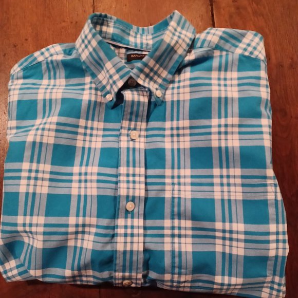 Banana Republic Turquoise Plaid shirt, size L - Picture 4 of 4